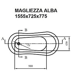Magliezza Акриловая ванна на лапах Alba (155,5x72,5) ножки бронза – фотография-3